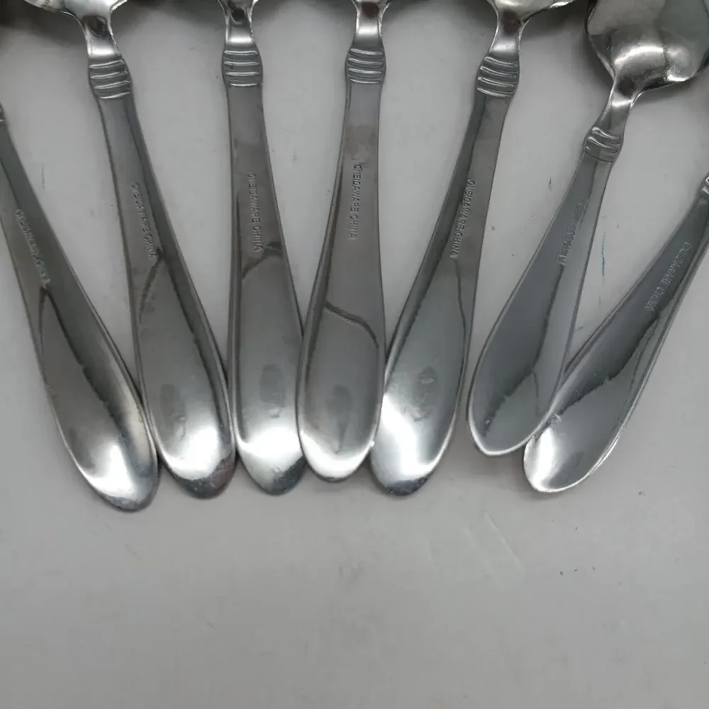 7X Spns Oneida Banbury Pattern Spoons Stainless Steel Flatware Table Teaspoons